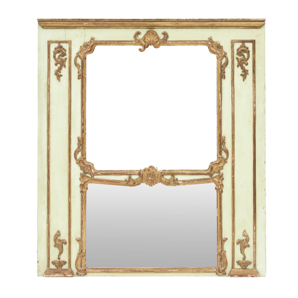 GILDED AND PAINTED TRUMEAU STYLE MIRROR (1 of 1)