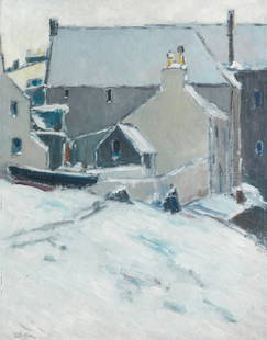 Ernest Archibald Taylor (British, 1874-1951) Kirkcudbright in Snow: Ernest Archibald Taylor (British, 1874-1951) Kirkcudbright in Snow signed 'EA TAYLOR' (lower left) oil on panel 48.5 x 38.5cm (19 1/8 x 15 3/16in). Footnotes: Provenance With McGi