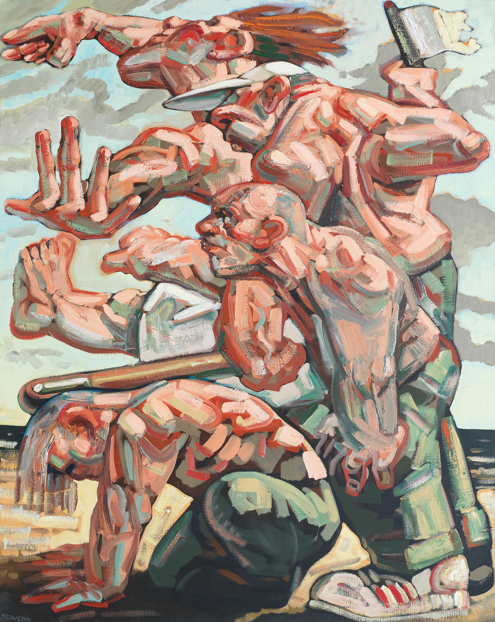 Peter Howson OBE (British, born 1958) Totem (painted in 1992): Peter Howson OBE (British, born 1958) Totem signed 'HOWSON' (lower left), titled and signed 'HOWSON' (on stretcher) oil on canvas 153 x 123cm (60 1/4 x 48 7/16in). painted in 1992 Footnotes:
