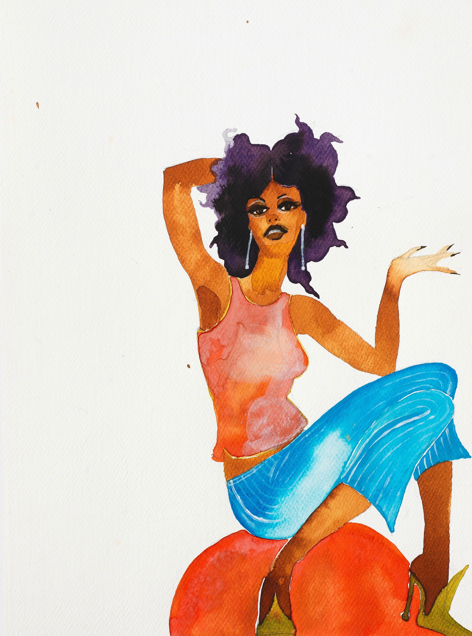 Wangechi Mutu (Kenyan, born 1972) Studies of Crystal Waters (i-iii): ((3)): Wangechi Mutu (Kenyan, born 1972) Studies of Crystal Waters (i-iii): (i) watercolour on card 30.5 x 22cm (12 x 8 11/16in). (ii) watercolour and foil on card 29.5 x 22cm (11 5/8 x 8 11/16in). (iii) ink