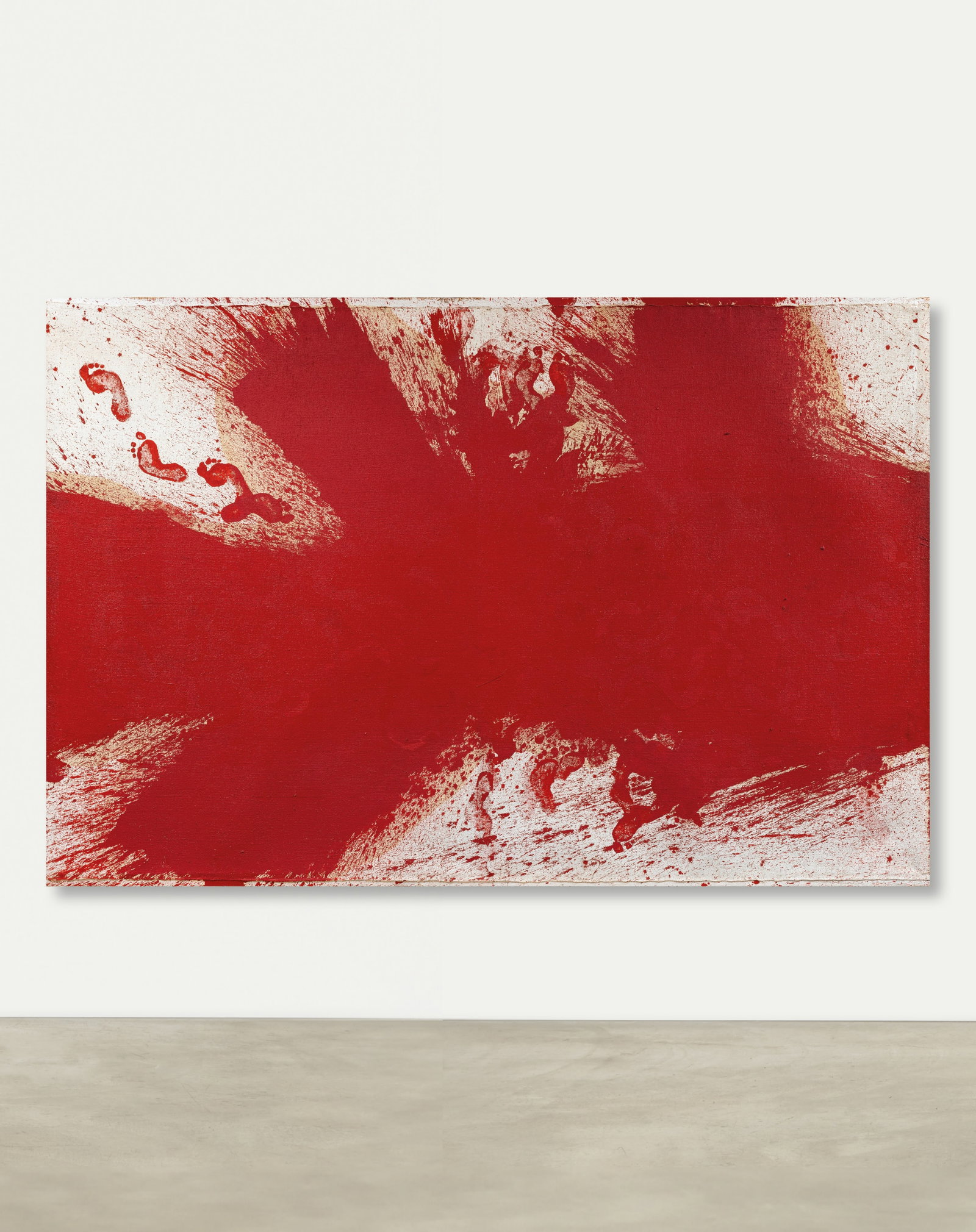 HERMANN NITSCH (1938-2022) Schüttbild 1986: HERMANN NITSCH (1938-2022) Schüttbild 1986 acrylic on burlap over a wooden stretcher 200 by 300 cm. 78 3/4 by 118 1/8 in. This work was executed in 1986. Footnotes: This work is