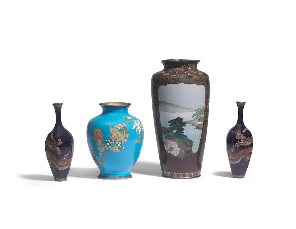 FOUR CLOISONNÉ-ENAMEL VASES Meiji era (1868-1912), late 19th/early 20th century (4) (1 of 1)