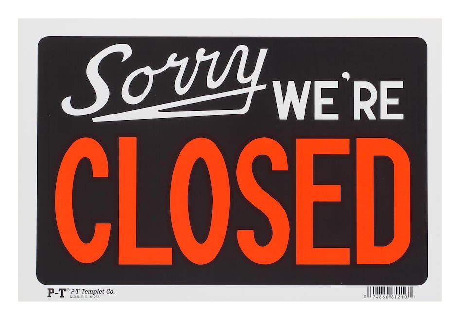 Adam McEwen (born 1965) Sorry We're Closed, 2012 (published by New Art Editions, The Hague): Adam McEwen (born 1965) Sorry We're Closed, 2012 signed, dated and numbered 115/150 in black ink verso screenprint in colours 20.5 x 30.5cm (8 1/16 x 12in). published by New Art Editions, The Hague Th