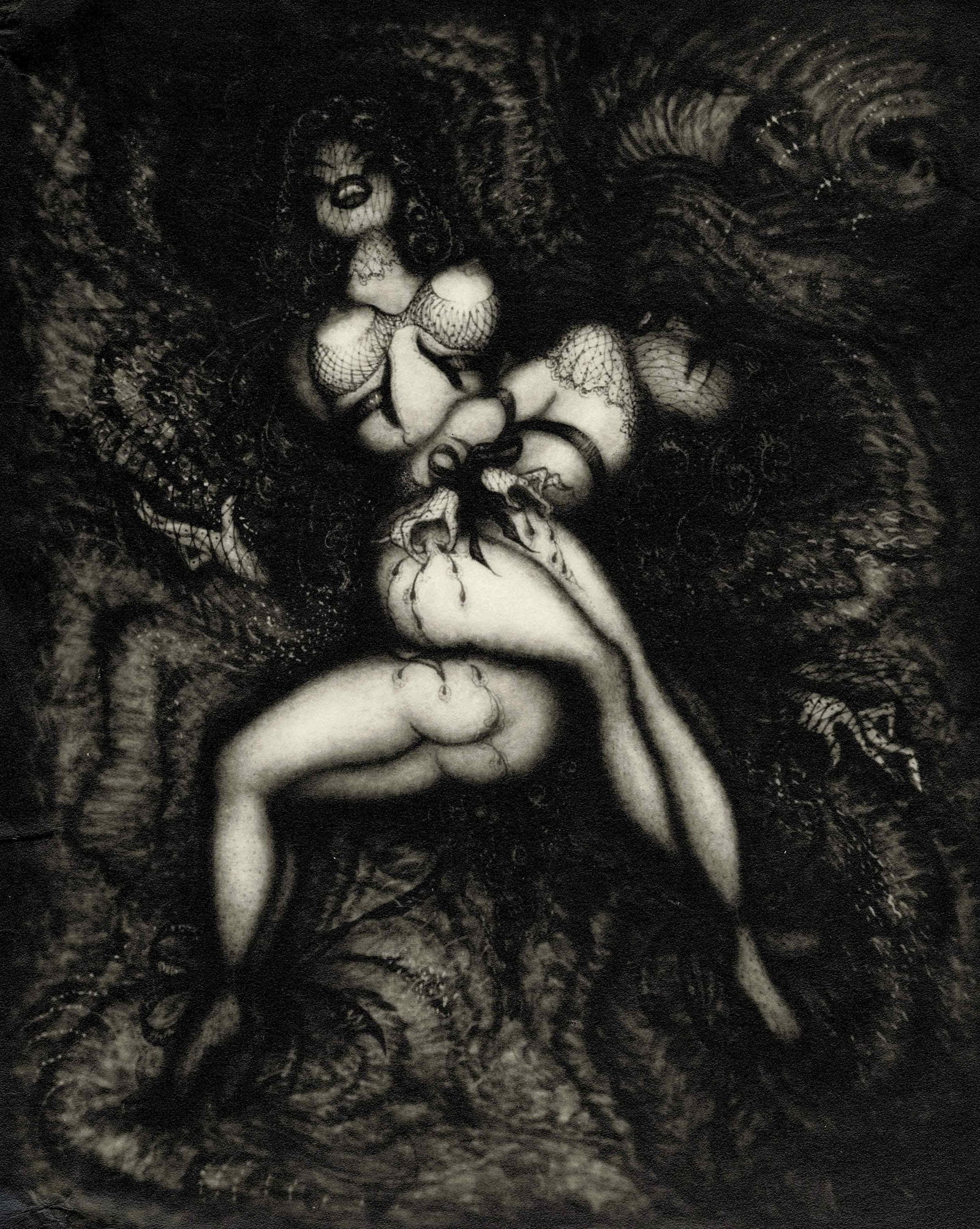 Pierre Molinier (1900-1976) Correspondance de Pierre Molinier à André Breton: Pierre Molinier (1900-1976) Correspondance de Pierre Molinier à André Breton - 11 mars 1961 : Reproduction de l'œuvre 'Baphomet'. Tirage argentique d'époque, annoté au crayon