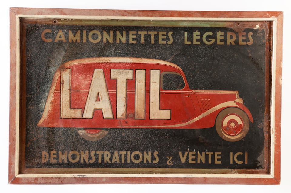 A Latil 'Camionette Legeres' tin advertising sign, French, (1 of 1)