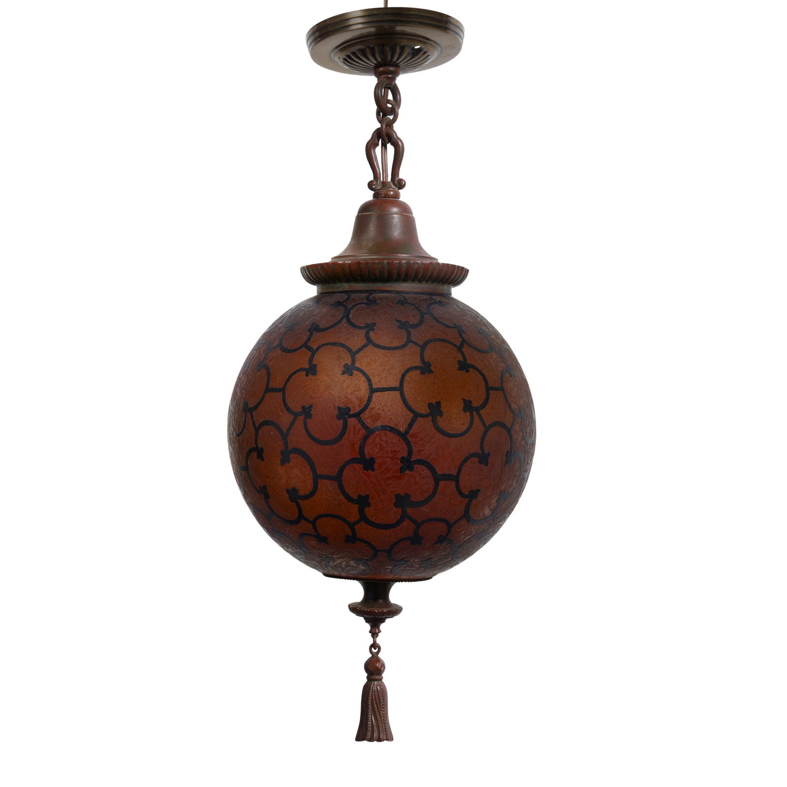 HANDEL (ESTABLISHED 1885) Clover Hanging Lightchipped ice glass, patinated metal, brass, signed ... (1 of 1)