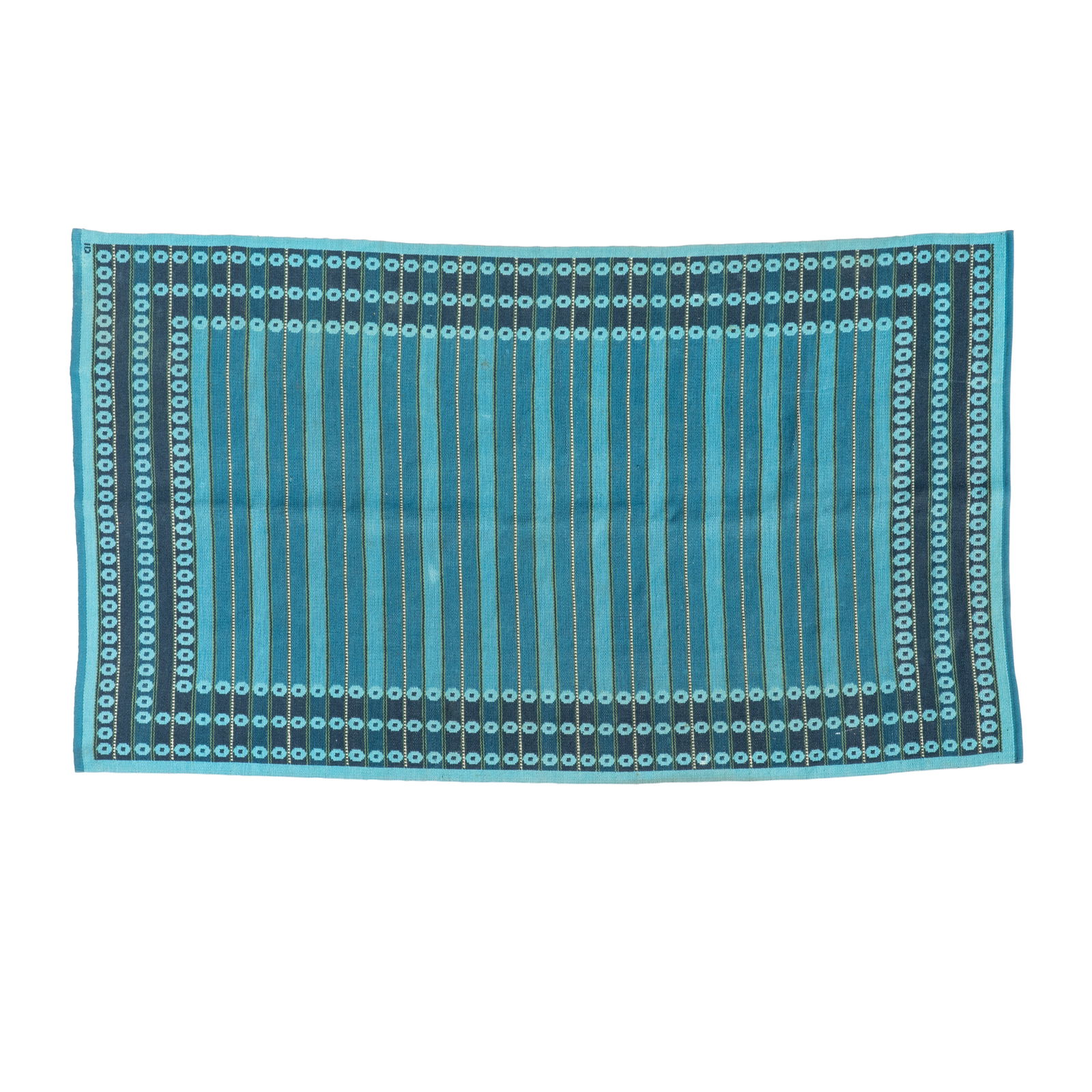 INGRID DESSAU (1923-2000) Flat Weave Rug1950s-1960shandwoven wool, woven initials 'ID'116 1/2 x ... (1 of 1)