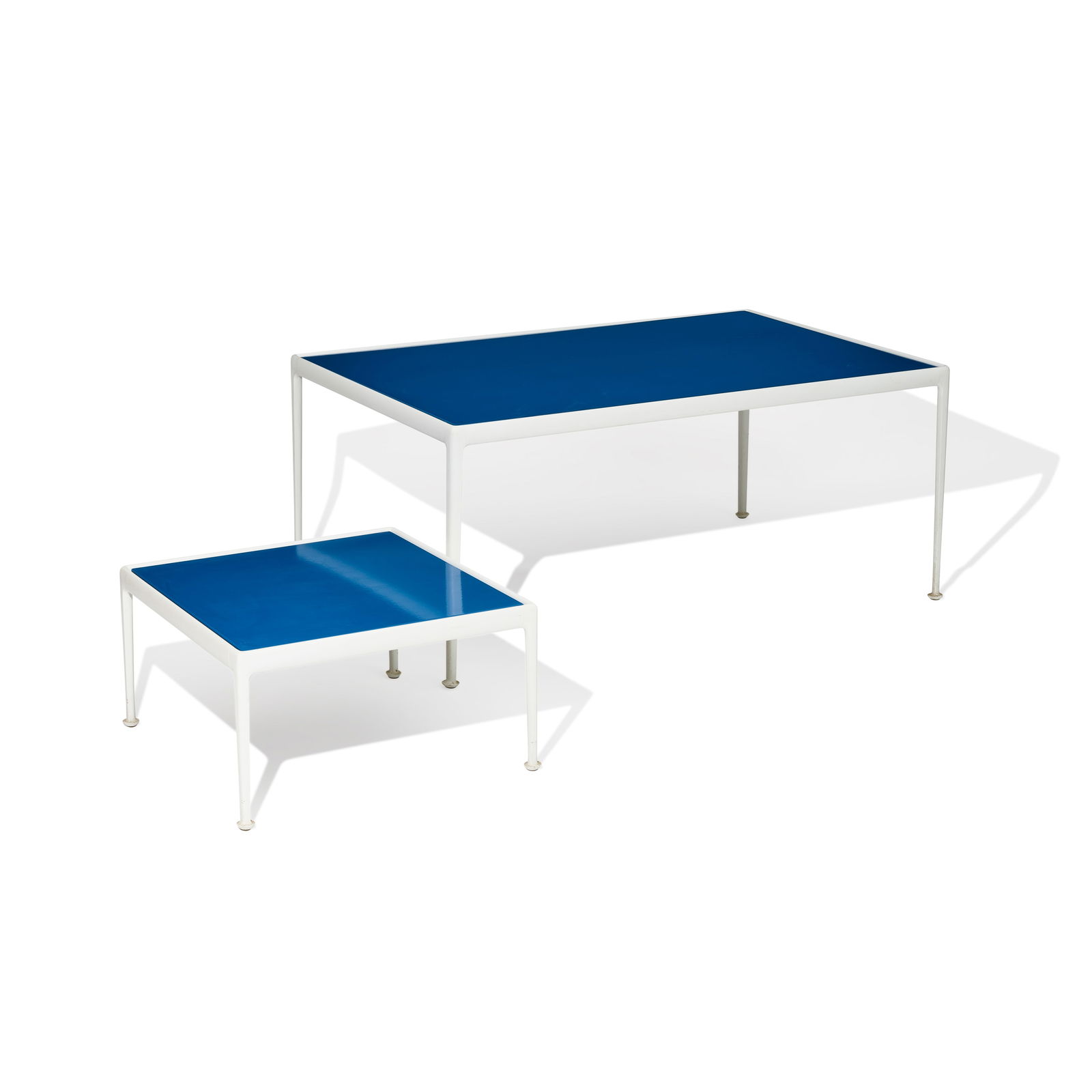 RICHARD SCHULTZ (1926-2021) Two Tablesdesigned 1966enameled metal, the dining table with Knoll l...: RICHARD SCHULTZ (1926-2021) Two Tables designed 1966 enameled metal, the dining table with Knoll label on underside height of dining table 26in (66cm); width 60in (152.5cm); depth 38in (96.5cm) This l