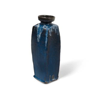 GUTTE ERIKSEN (1918-2008) Tall Blue Black Bottle2002glazed stonewareheight 12 1/2in (32cm): GUTTE ERIKSEN (1918-2008) Tall Blue Black Bottle 2002 glazed stoneware height 12 1/2in (32cm) Footnotes: Provenance Northern Clay Center, Minneapolis, Minnesota Private Collection of an Author and