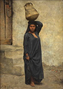 Ludwig Deutsch (Austrian, 1855-1935) An Egyptian water carrier: Ludwig Deutsch (Austrian, 1855-1935) An Egyptian water carrier signed 'Ludwig Deutsch' (lower left) oil on panel 32 x 23cm (12 5/8 x 9 1/16in). Footnotes: Provenance The collectio