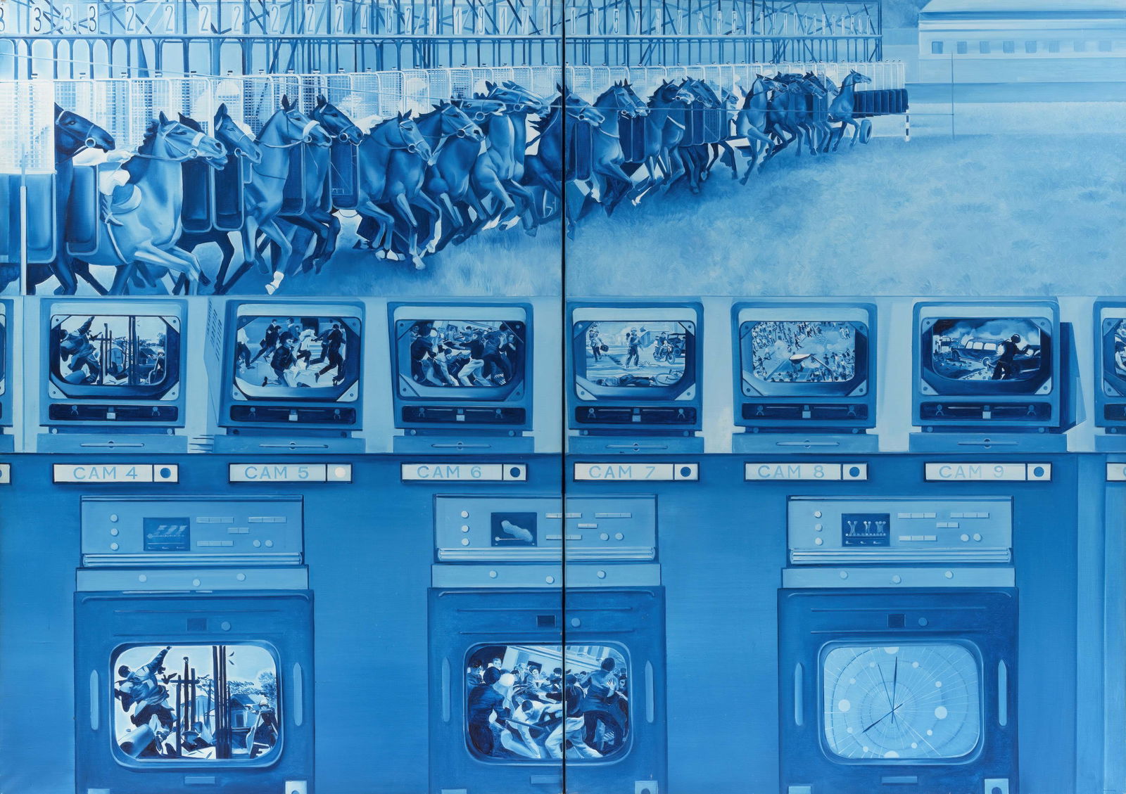 JACQUES MONORY (1934-2018) Mesure 9: JACQUES MONORY (1934-2018) Mesure 9 1972 Signée et datée en bas à droite Contresignée et datée au dos Diptyque Huile sur toile Gesigneerd en gedateerd rechtsonder Tweeluik<