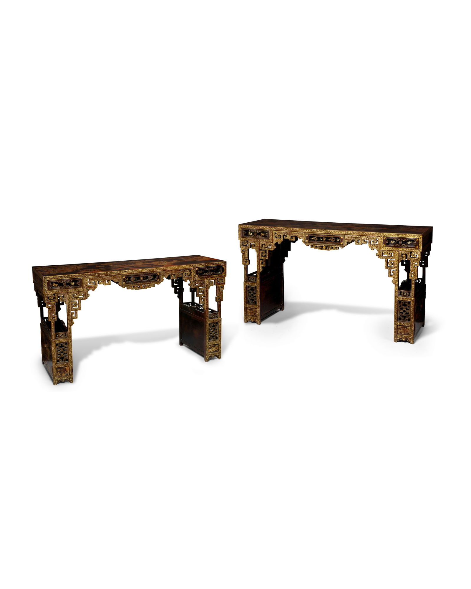 A PAIR OF CHINESE LANDSCAPE DECORATED LACQUERED CONSOLE TABLES20th century (1 of 3)