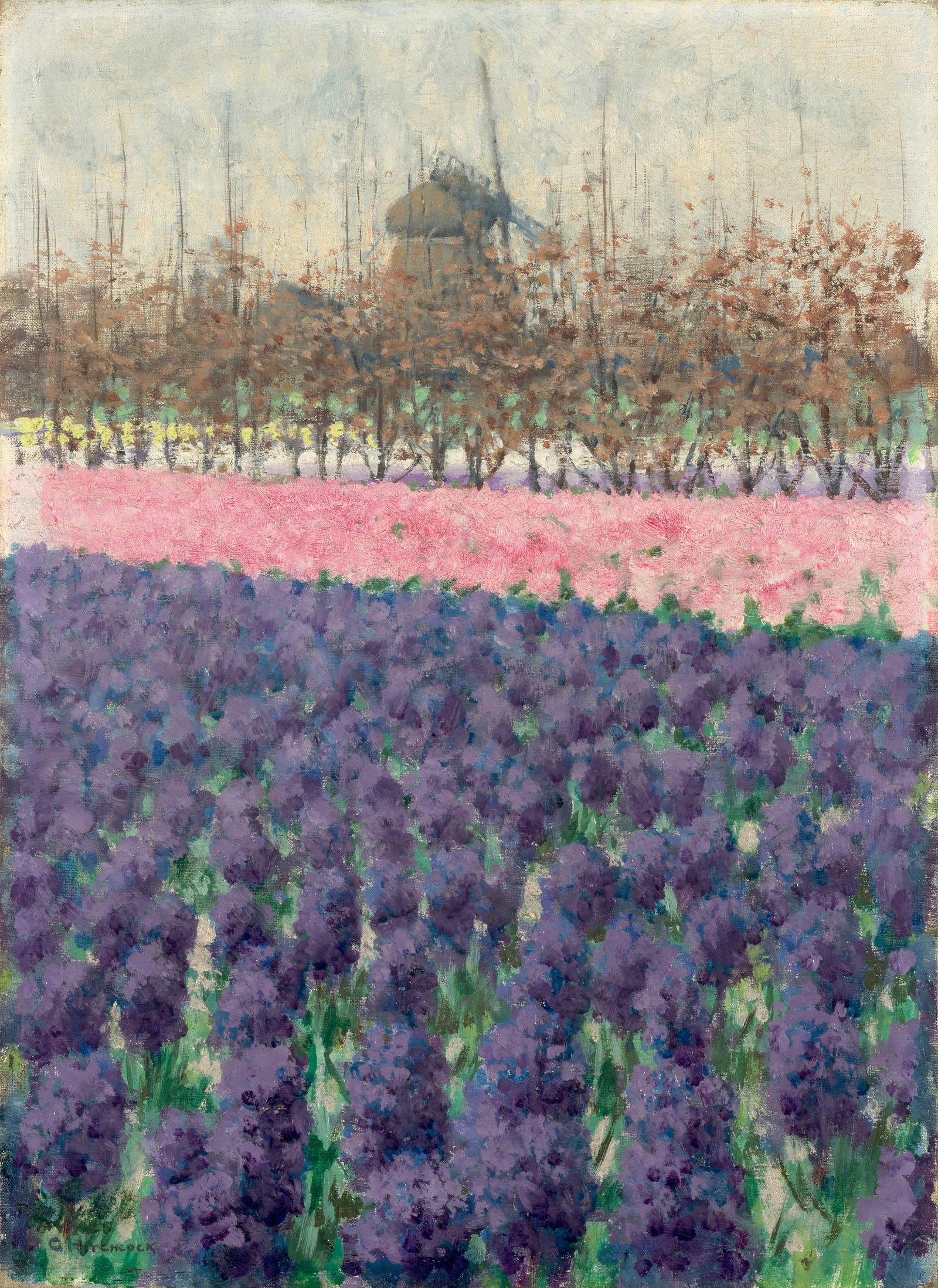 George Hitchcock (1850-1913) Hyacinths in Holland 16 5/8 x 12 1/8 in. (42.2 x 30.8 cm.) (Painted...: George Hitchcock (1850-1913) Hyacinths in Holland signed 'G. HITCHCOCK' (lower left) oil on canvas 16 5/8 x 12 1/8 in. (42.2 x 30.8 cm.) Painted circa 1895. Footnotes: Provenance Private co