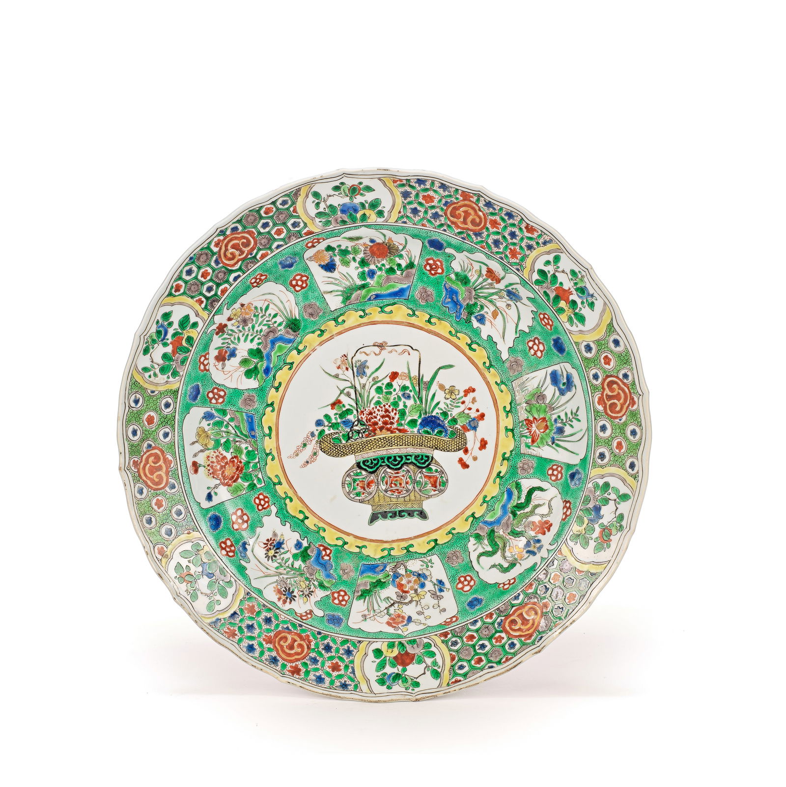 A LARGE FAMILLE VERTE 'FLOWER BASKET' DISH Kangxi (1 of 1)