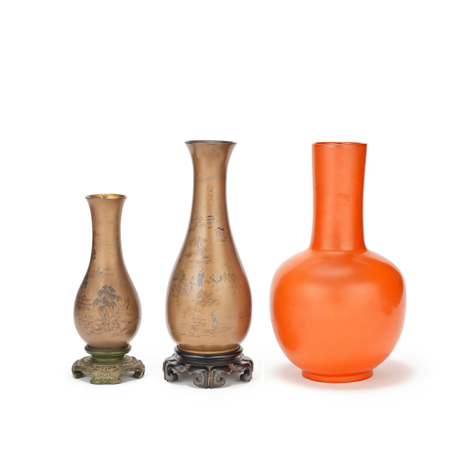 THREE 'FOOCHOW' LACQUER VASES 20th century (3) (1 of 1)