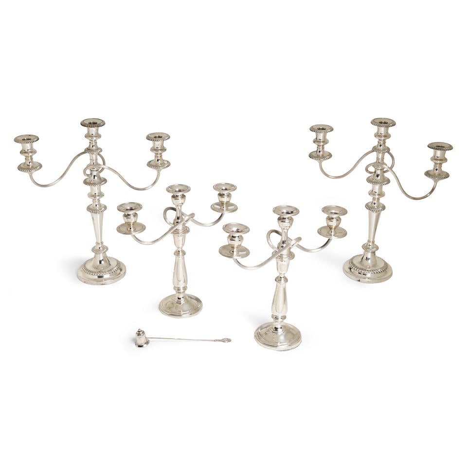 A PAIR OF AMERICAN STERLING SIVLER THREE-LIGHT CANDELABRA (1 of 1)