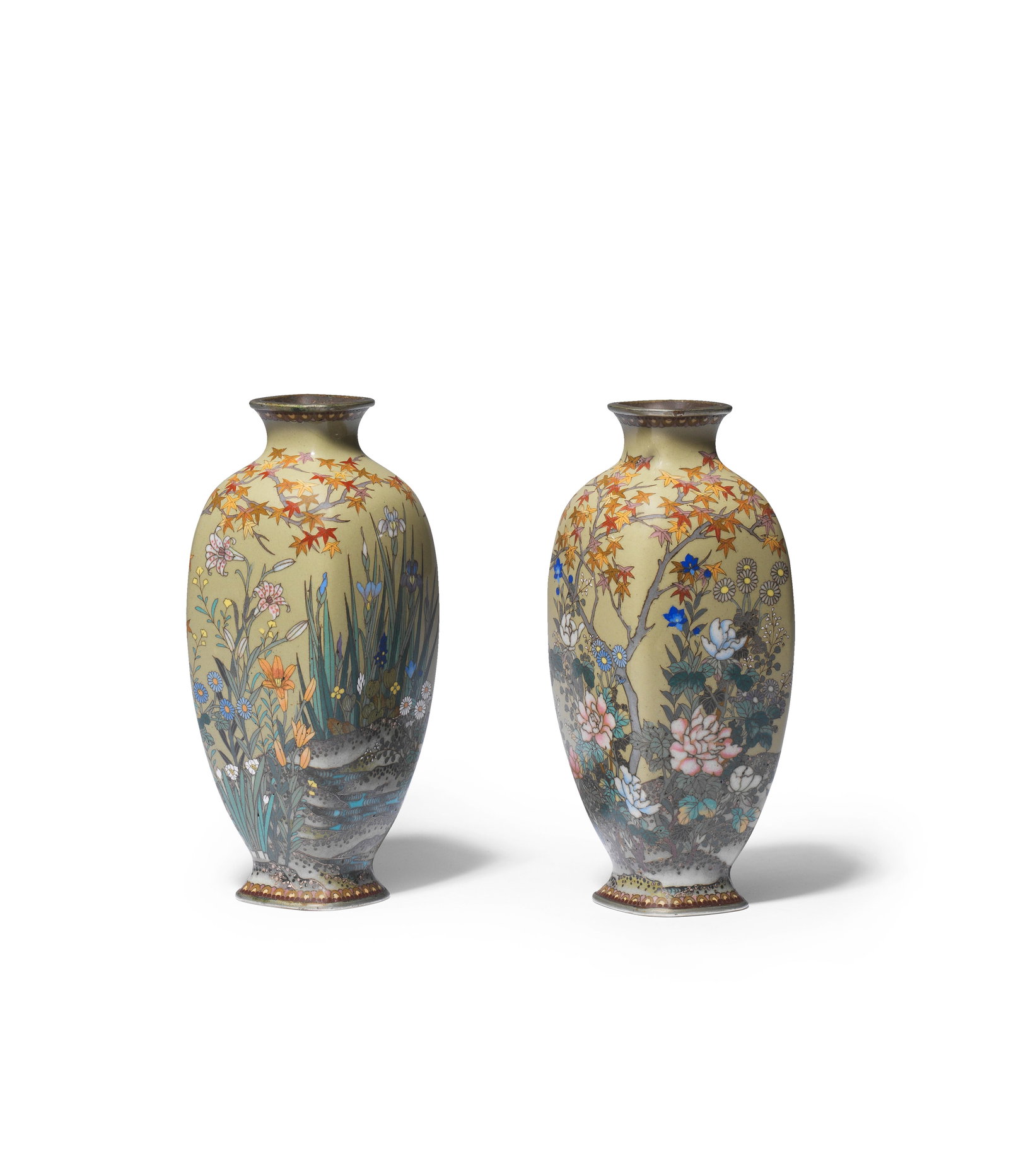 MURASE JINZABURO OF NAGOYA A Pair of Cloisonné-Enamel Rectangular Vases Meiji era (1868-191... (1 of 1)