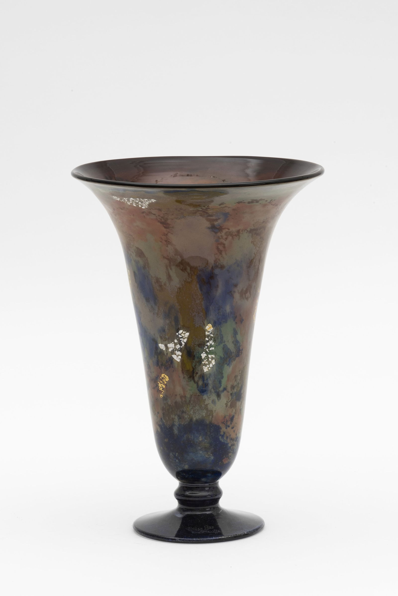 Manufacture Muller Frères Lunéville Grand vase en verre marmoréen. Circa 1920 (1 of 2)