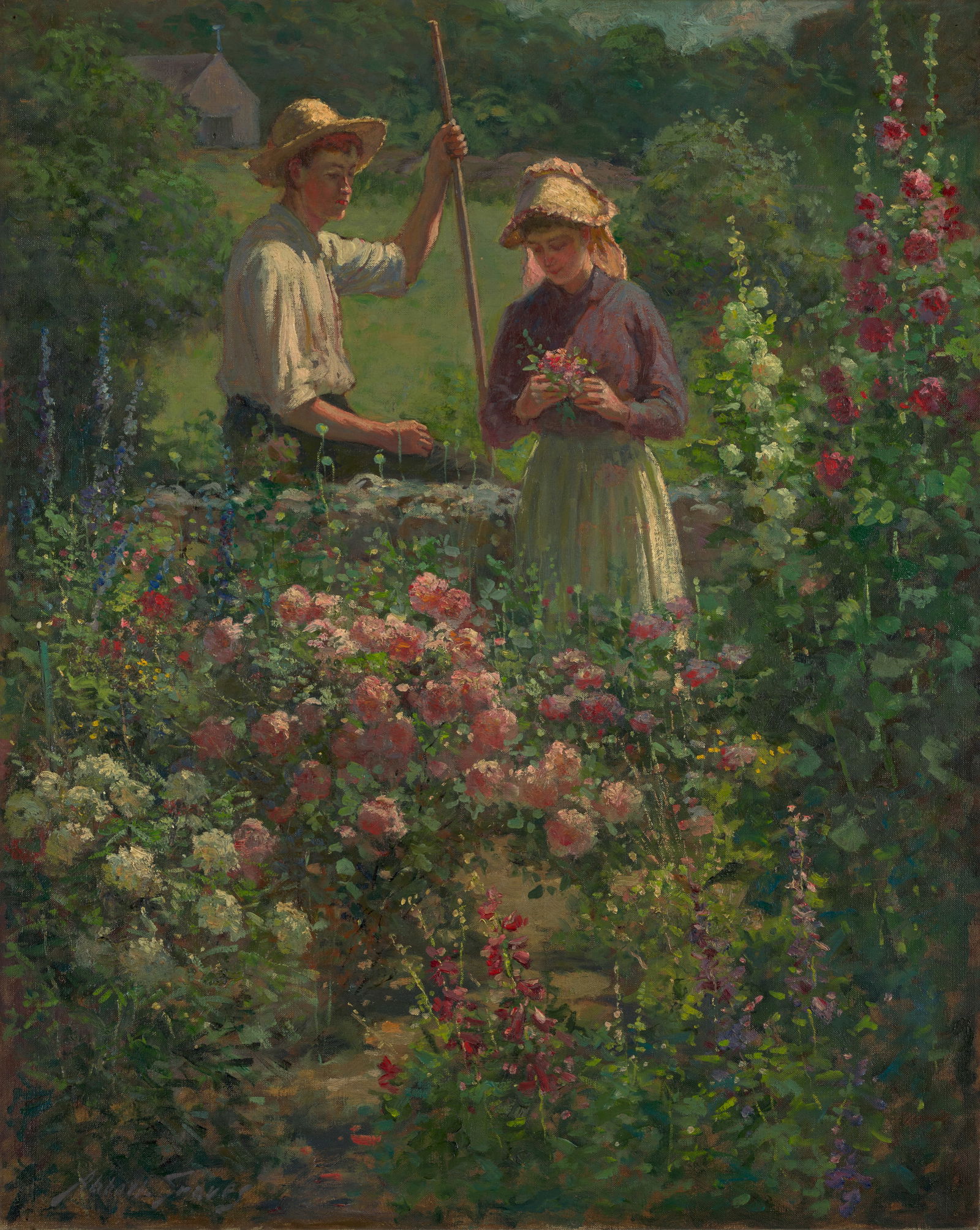 Abbott Fuller Graves (1859-1936) The Garden Wall 30 1/8 x 24 1/8 in. (76.5 x 61.3 cm.): Abbott Fuller Graves (1859-1936) The Garden Wall signed 'Abbott Graves' (lower left) oil on canvas 30 1/8 x 24 1/8 in. (76.5 x 61.3 cm.) Footnotes: Provenance Private collection, Massachusetts. S