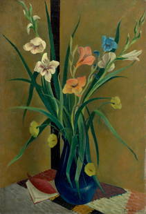 Preston Dickinson (1889-1930) Flowers in Vase 32 1/4 x 22 1/8 in. (81.9 x 56.2 cm.) (Painted cir...: Preston Dickinson (1891-1930) Flowers in Vase signed 'Preston Dickinson' (lower right) oil on canvas 32 1/4 x 22 1/8 in. (81.9 x 56.2 cm.) Painted circa 1924. Footnotes: Provenance Daniel G