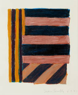 Sean Scully R.A. (Irish, born 1945) Untitled 13 x 9 in. (33.0 x 23.0 cm) framed 19 x 16 1/2 x 1 ...: Sean Scully R.A. (Irish, born 1945) Untitled signed and dated 'Sean Scully 6.3.83' (lower right), inscribed 'SSC43' [within a circle] (on the reverse), with a label from Barbara Krakow Gallery, Boston