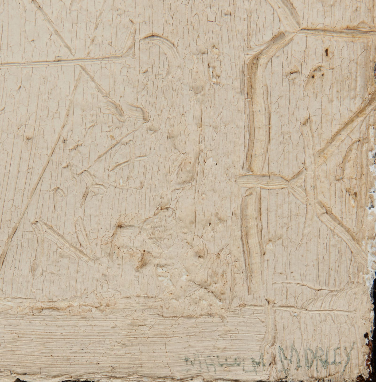 Malcolm Morley (British/American, 1931-2018) Roman Algebra [Long Time Ago], 1962 10 x 10 in. (25...: Malcolm Morley (British/American, 1931-2018) Roman Algebra [Long Time Ago], 1962 signed 'MALCOLM MORLEY' in pencil (lower right), titled in an inscription (on the stretcher), inscribed 'I 39' on an un