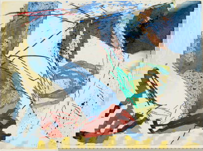 Jan Voss (German, born 1936) Untitled 11 x 15 in. (27.9 x 38.1 cm) framed 20 x 23 3/4 x 1 in.: Jan Voss (German, born 1936) Untitled signed and dated 'Voss 86' (lower right) mixed media collage including watercolor, pencil, and paper on paper 11 x 15 in. (27.9 x 38.1 cm) framed 20 x 23 3/4 x 1