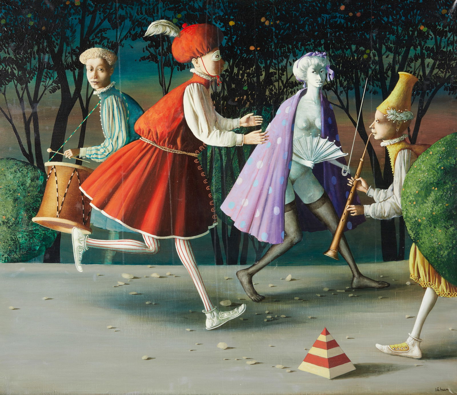 Vahram Davtian (Armenian, born 1961) The Pink Nude 34 x 39 1/4 in. (86.4 x 99.7 cm) framed 39 1/...: Vahram Davtian (Armenian, born 1961) The Pink Nude signed 'Vahram' (lower right); signed, titled, and dated 'Vahram Davtyan/...2004' (on the reverse) oil on canvas 34 x 39 1/4 in. (86.4 x 99.7 cm) fra