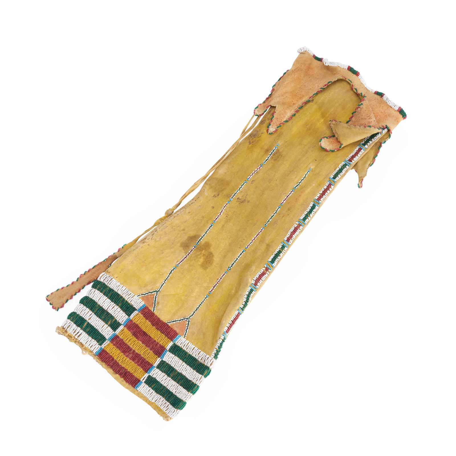 A Tsis tsis'tas (Cheyenne) beaded hide pipe bag lg. 17, wd. 5 3/4 in. (1 of 1)