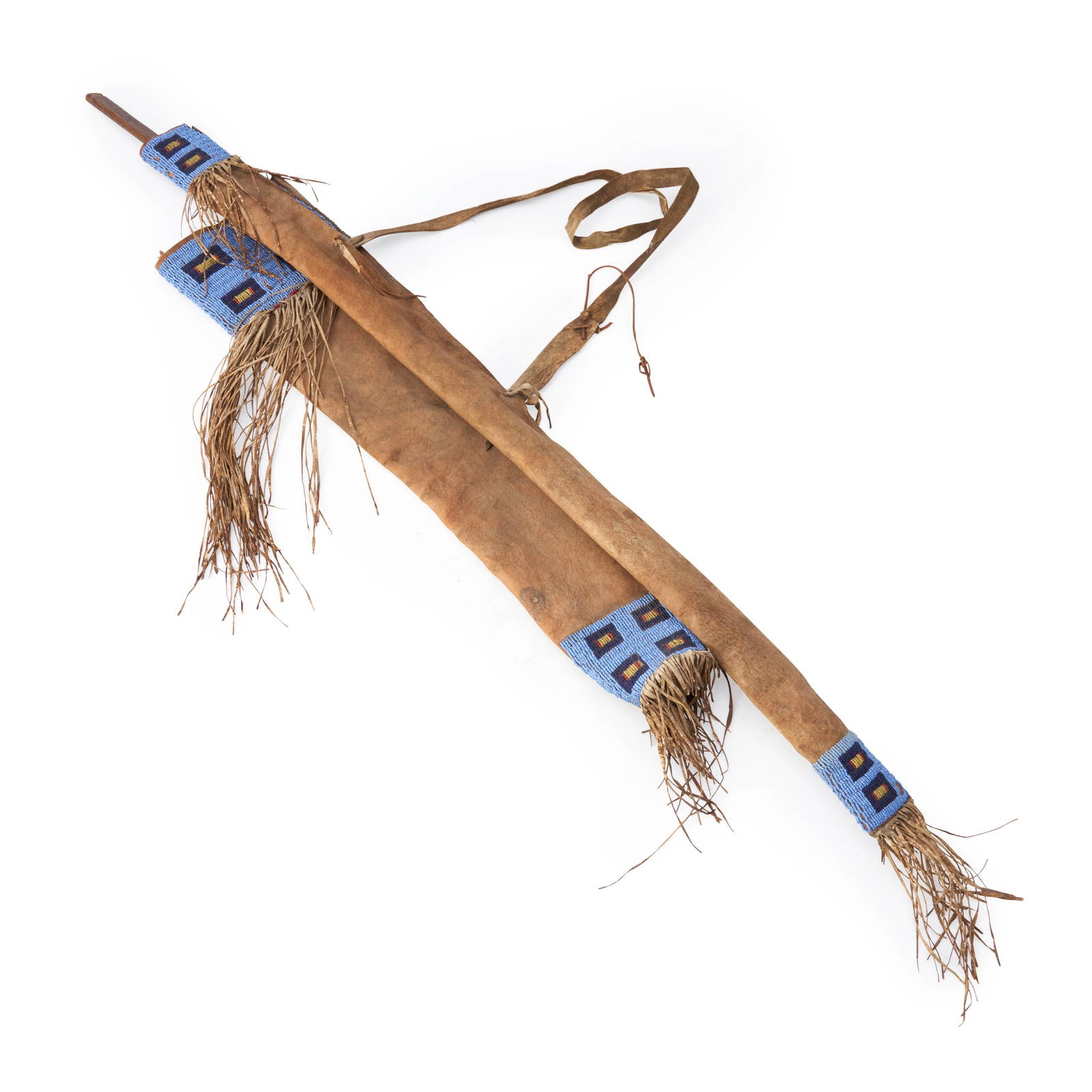 A Lakota (sioux) Beaded Bowcase, Quiver With Bow Lg. Of Bowcase Without Fringe 37, Lg. Of Quiver