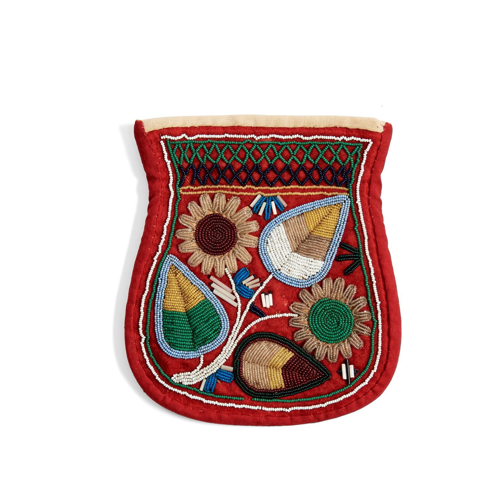 A Maliseet beaded pouch 5 3/4 x 5 in. (1 of 1)