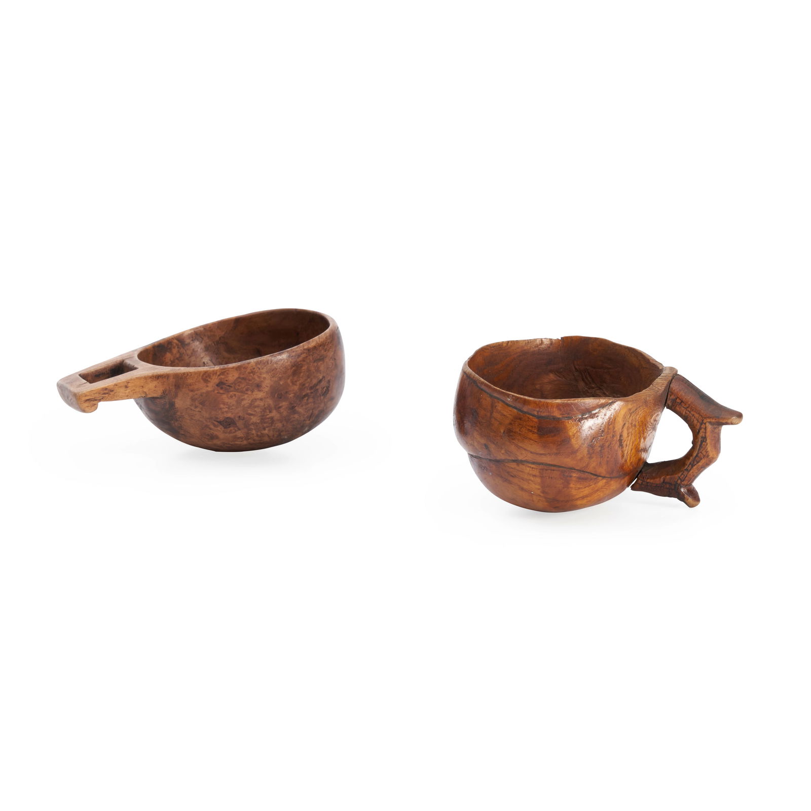 Two Northeast wood canoe cups lg. 4 1/4 and 4 in. (1 of 1)