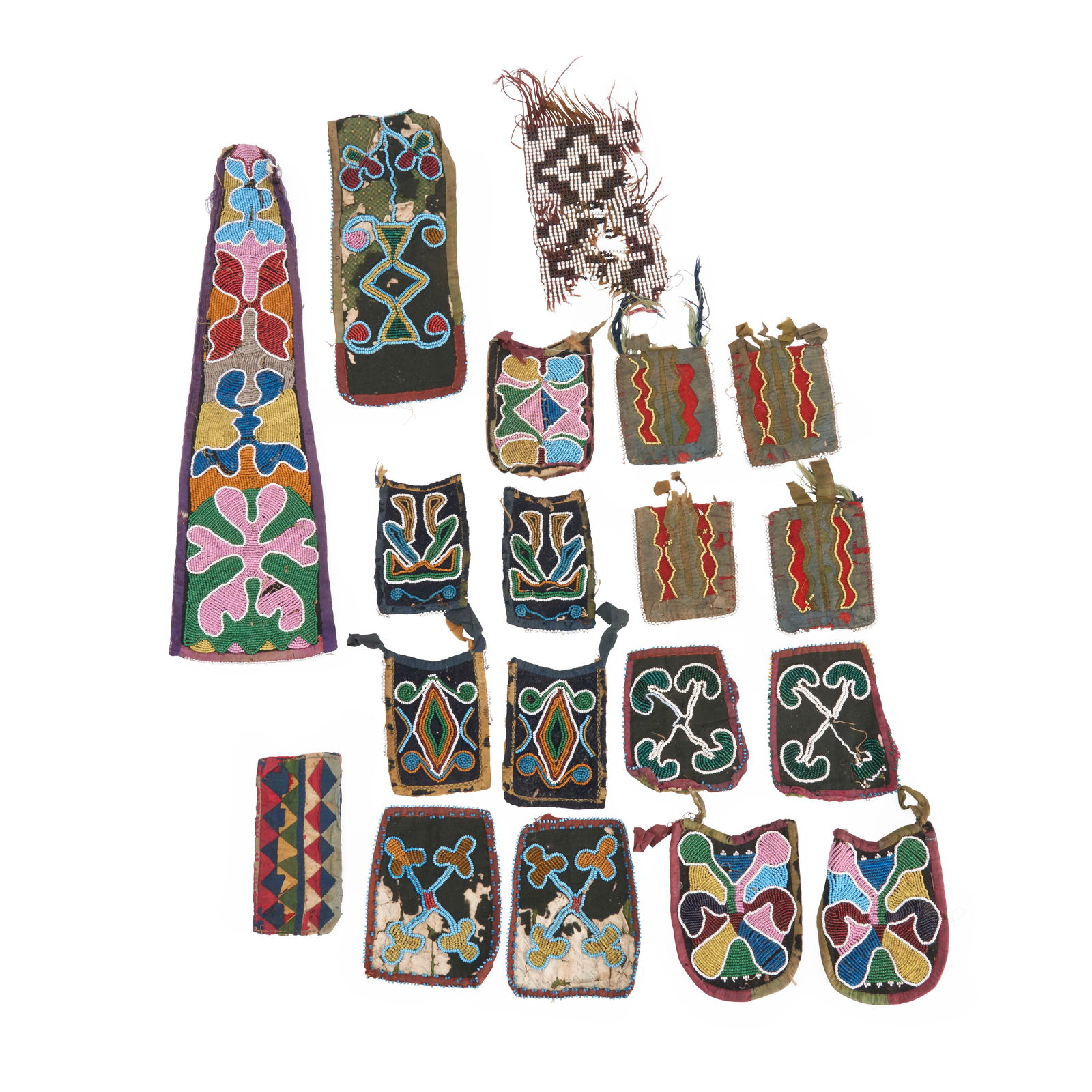 A collection of Great Lakes beaded fragments lg. from 3 to 14 1/2 in. (1 of 1)