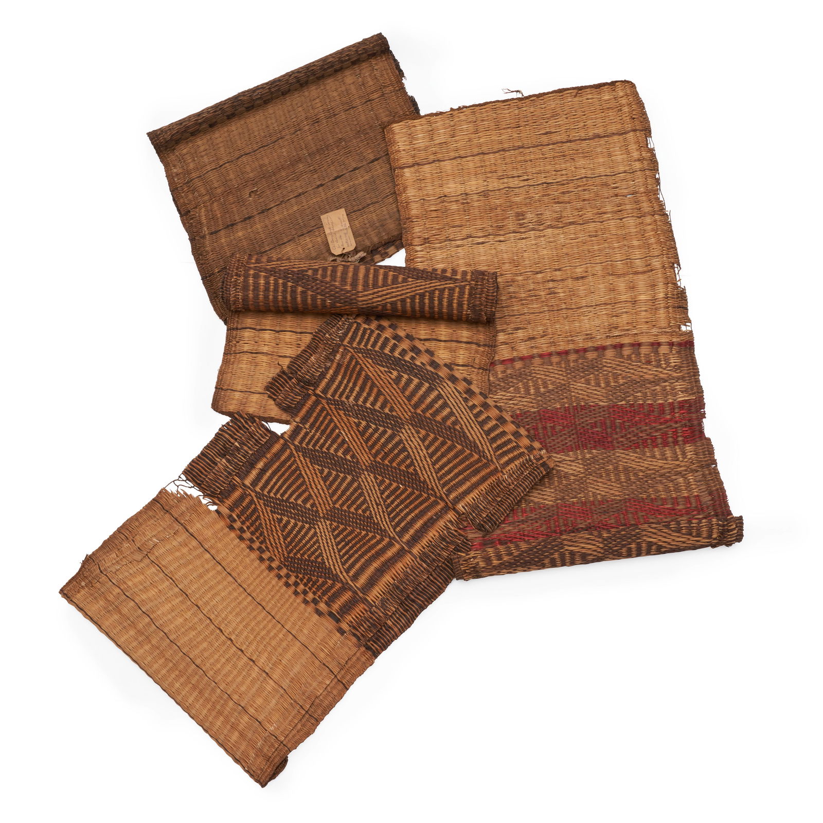 Four Osage feast mats 25 1/2 x 46, 24 1/2 x 47 1/2, 25 x 41, and 24 1/2 x 51 in. (1 of 1)