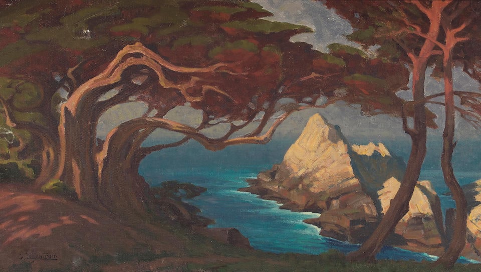 Gustave F. Liljestrom (1882-1958) Cypress Trees  12 x 20 in. framed 17 1/2 x 25 1/2 in. (1 of 3)