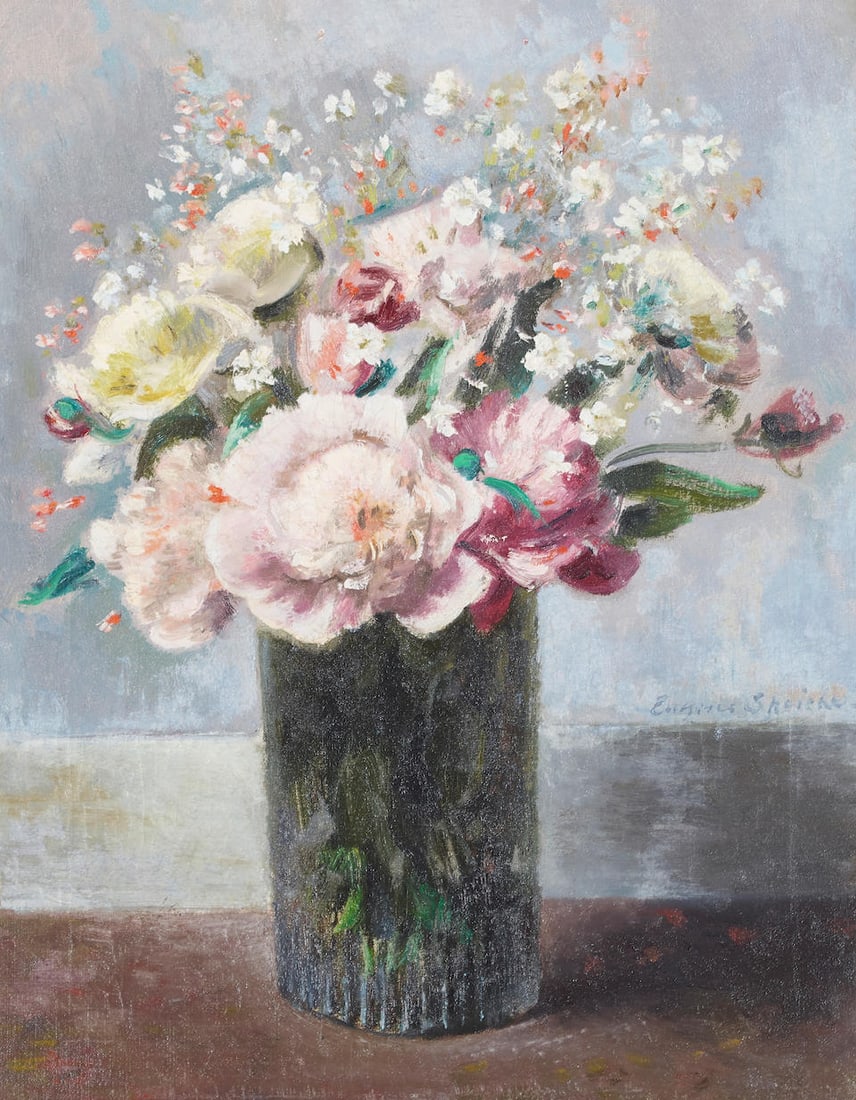 Eugene Edward Speicher (1883-1962) Peonies and Gypsophila 20 x 16 in. framed 27 1/2 x 23 1/2 in. (1 of 3)