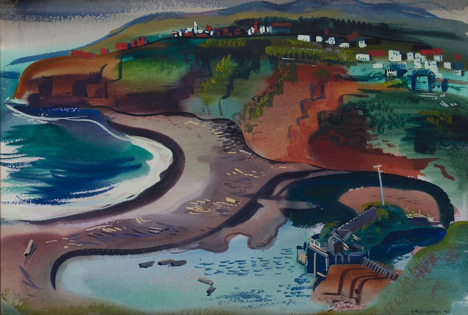 Erle Loran (1905-1999) Red Cliffs sight 14 1/2 x 21 1/2 in.  framed 26 x 33 in. (1 of 3)