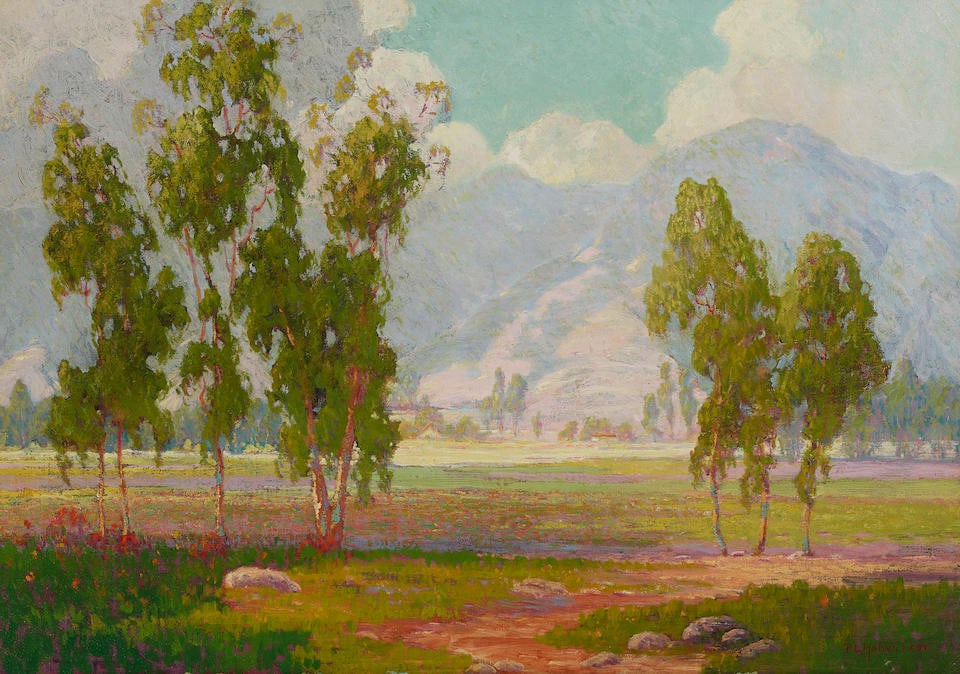 Peter L. Hohnstedt (1872-1957) Eucalyptus Landscape with Mountains 20 x 28 in. framed 27 x 35 in. (1 of 3)