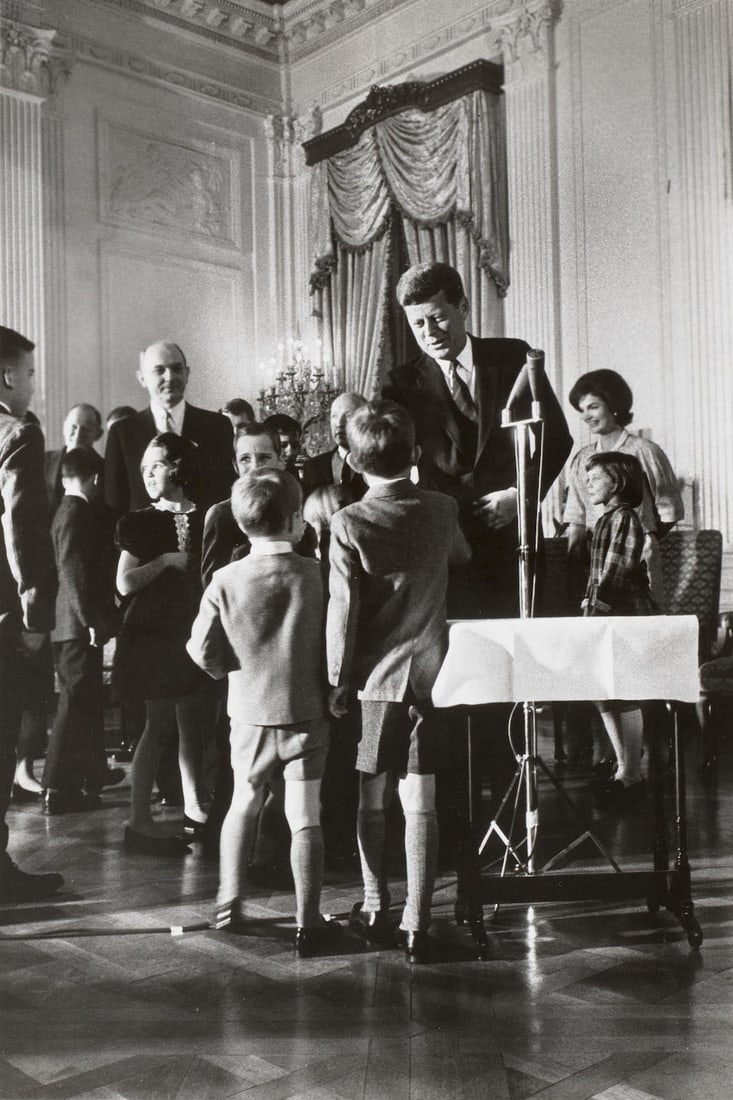 Cornell Capa (1918-2008); President John F. Kennedy with Children at The White House;: Cornell Capa (1918-2008) President John F. Kennedy with Children at The White House, 1961 Ferrotyped gelatin silver print; the photographer's Magnum Photos copyright credit stamp, Magnum Photos Inc. s