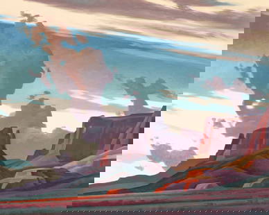 Ed Mell (born 1942) Red Rock Cloud Drift 22 x 28 in. framed 27 x 33 in.: Ed Mell (born 1942) Red Rock Cloud Drift signed 'Ed Mell' (lower right) and signed again in two places, titled and dated '2016' (on the reverse) oil on canvas 22 x 28 in. framed 27 x 33 in. Footnotes: