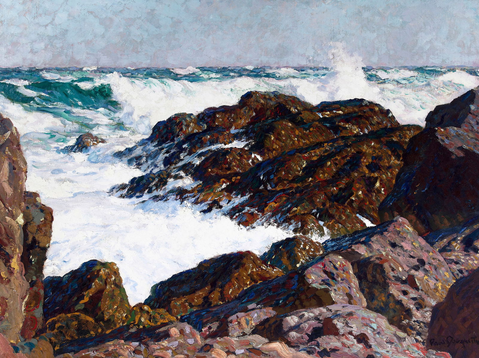 Paul Dougherty (1877-1947) Foam Girdled (Cornwall, England) 36 x 48 in. framed 46 x 58 in. (Pai...: Paul Dougherty (1877-1947) Foam Girdled (Cornwall, England) signed 'Paul Dougherty' (lower right) oil on canvas 36 x 48 in. framed 46 x 58 in. Painted in 1911. Footnotes: Provenance V