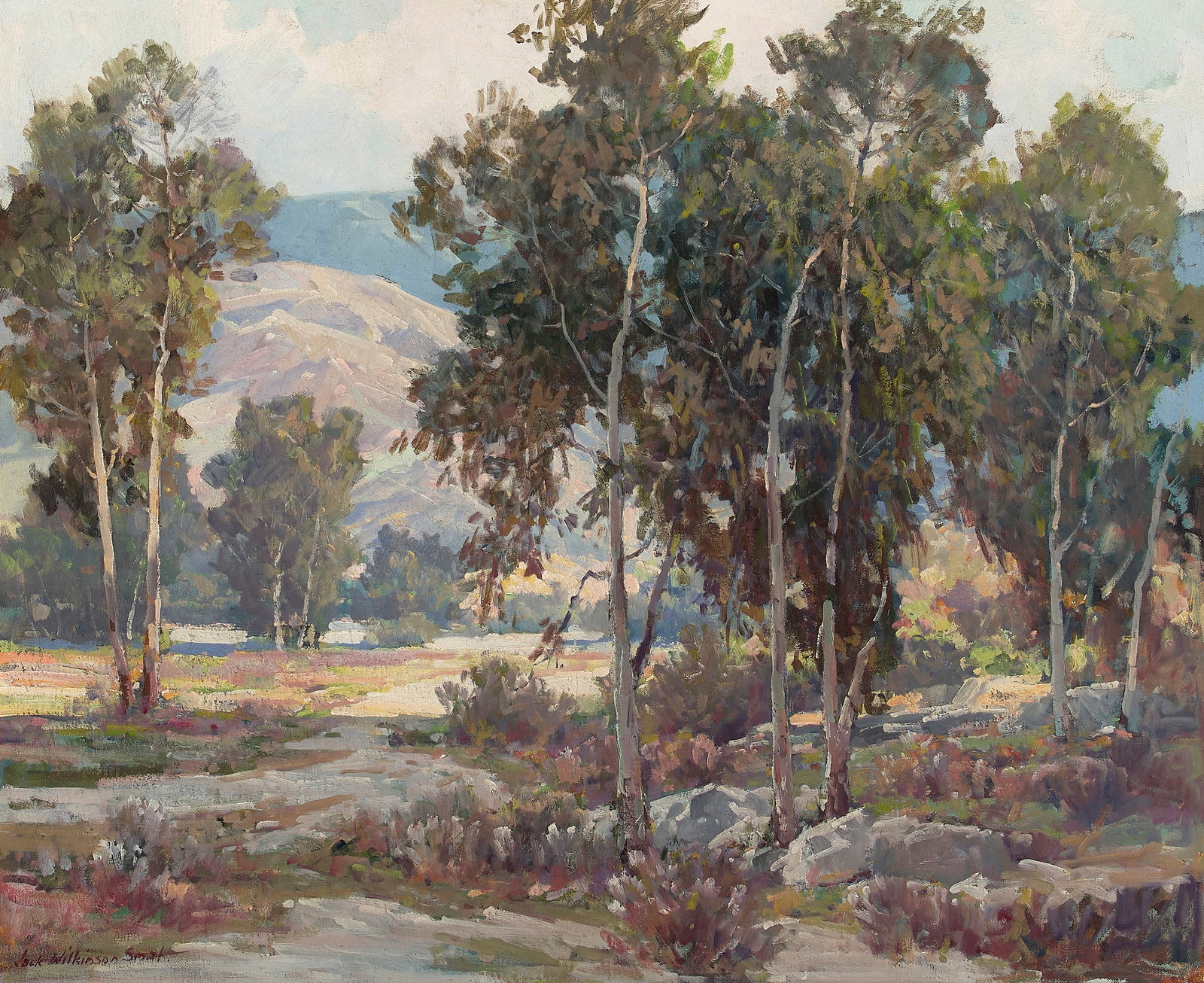 Jack Wilkinson Smith (1873-1949) Eucalyptus Grove 25 x 30 1/2 in. framed 33 1/2 x 39 in. (Painte...: Jack Wilkinson Smith (1873-1949) Eucalyptus Grove signed 'Jack Wilkinson Smith' (lower left) oil on canvas 25 x 30 1/2 in. framed 33 1/2 x 39 in. Painted circa 1920. Footnotes: Provenan