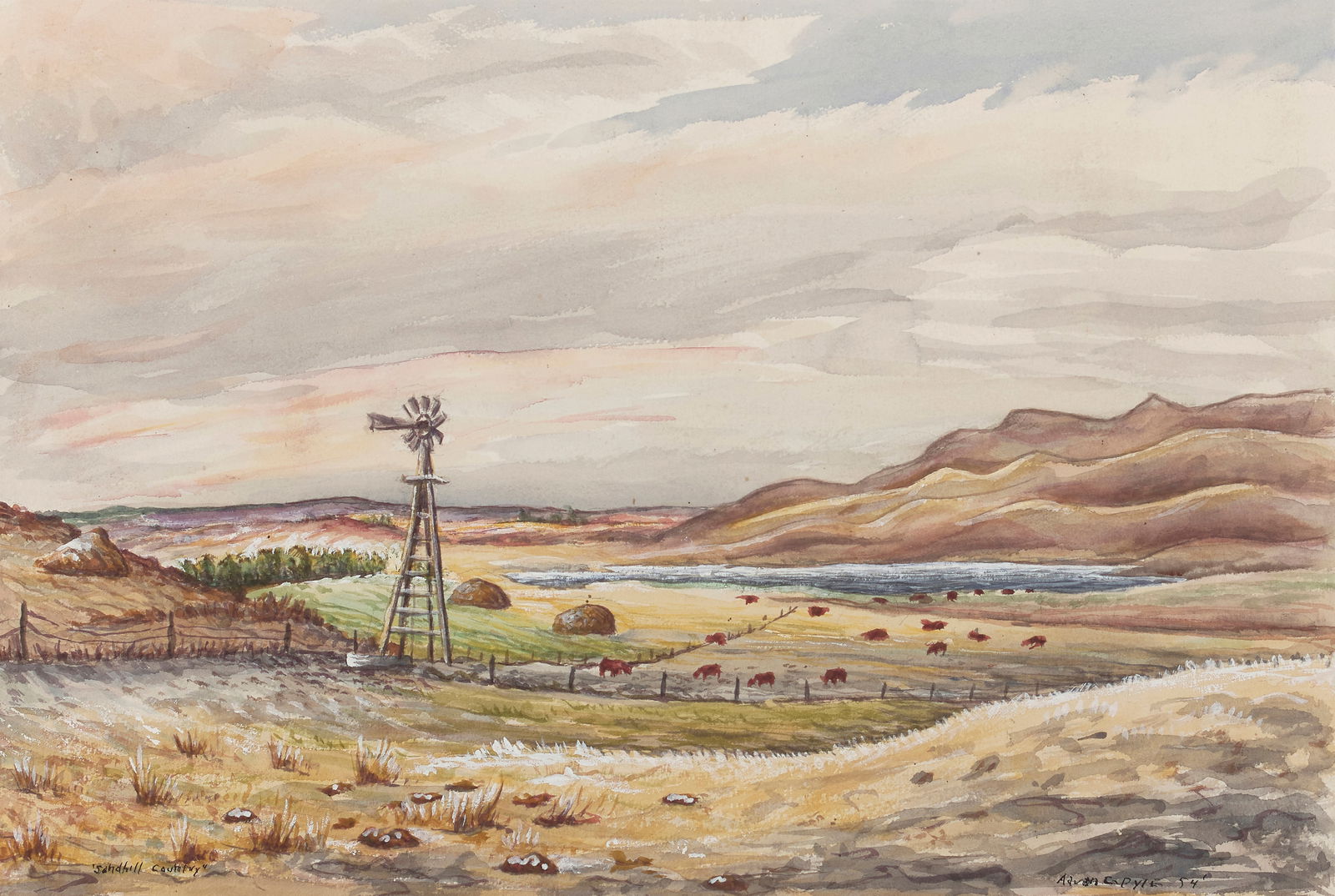 Aaron Gunn Pyle (1903-1972) Sandhill Country and Early Spring (a group of two) first sight 12 x ... (1 of 6)