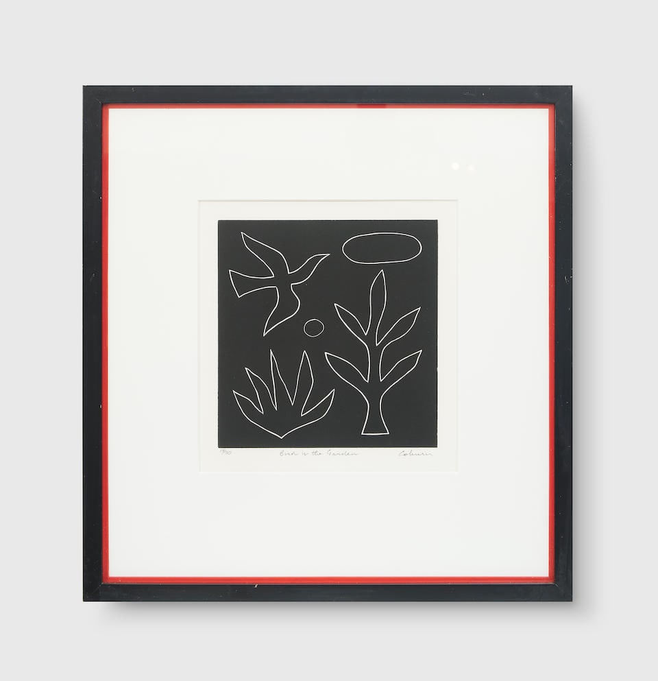 John Coburn (1925-2006) Bird in the Garden, 2004: John Coburn (1925-2006) Bird in the Garden, 2004 numbered, titled and signed below image: '18/30 Bird in the Garden Coburn' linocut edition: 18/30 22.0 x 21.5cm (8 11/16 x 8 7/16in). Footnotes: PROVEN