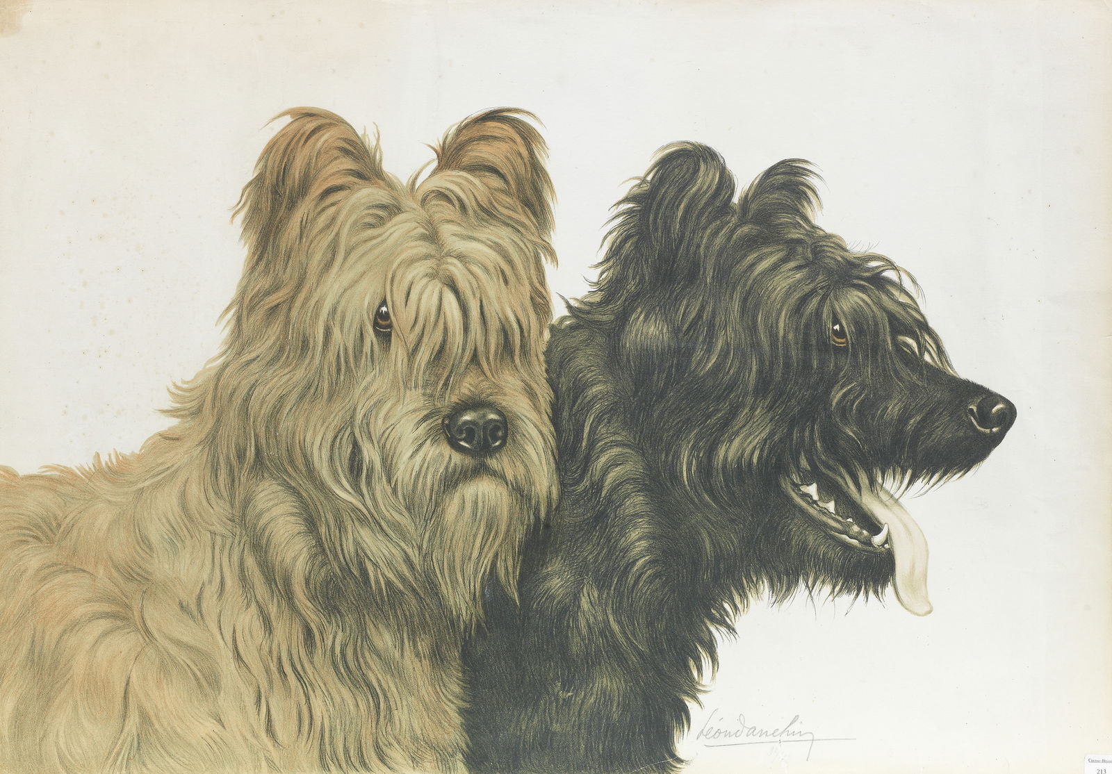 Léon Danchin (French, 1887-1938) Briards (unframed): Léon Danchin (French, 1887-1938)Briards signed in pencil and numbered 'Léon Danchin/92/300' (lower right)lithograph52.5 x 73.5cm (20 11/16 x 28 15/16in).unframed