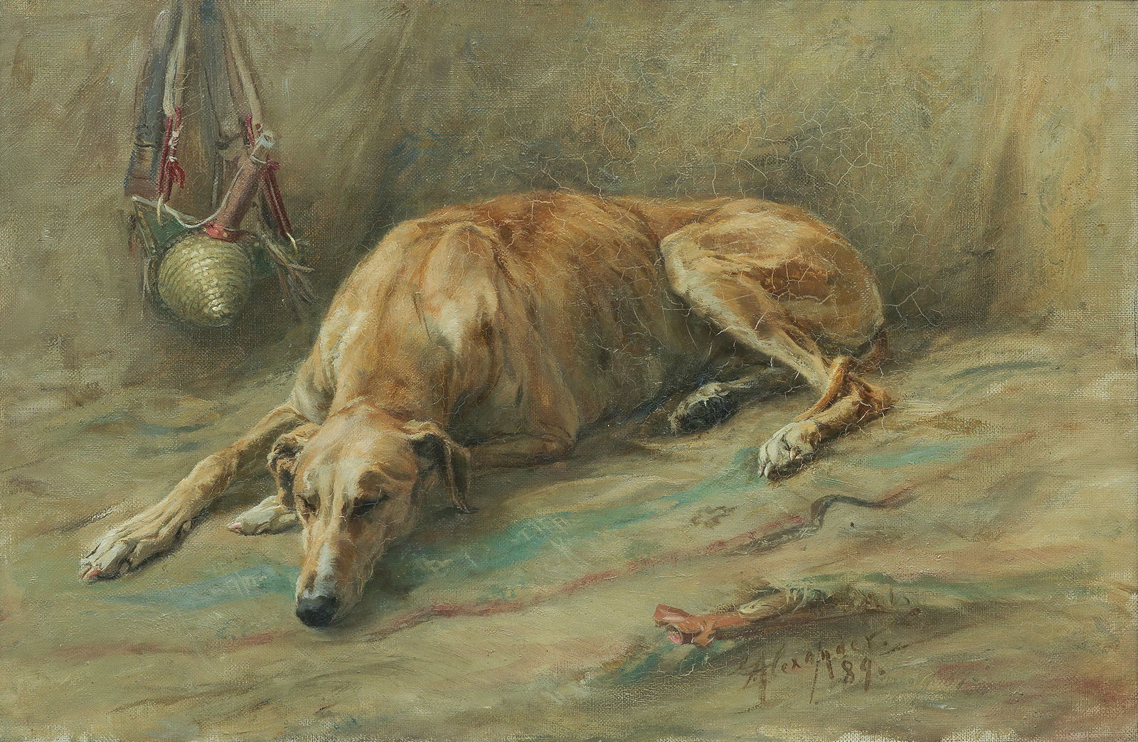 Edwin John Alexander RSA RSW RWS (British, 1870-1926) Sleeping Dog, Tangiers: Edwin John Alexander RSA RSW RWS (British, 1870-1926)Sleeping Dog, Tangiers signed and dated 'Alexander/89' (lower right), indistinctly inscribed, signed and inscribed 'Edwin Alexander/Slateford' (on