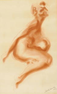 ALEXANDER ARCHIPENKO (1887-1964) Femme assise 21 15/16 x 14 in (55.7 x 35.6 cm) (Executed circa ...: ALEXANDER ARCHIPENKO (1887-1964) Femme assise signed 'Archipenko' (lower right) oil pastel on paper 21 15/16 x 14 in (55.7 x 35.6 cm) Executed circa 1932 Footnotes: The authenticity of this wo