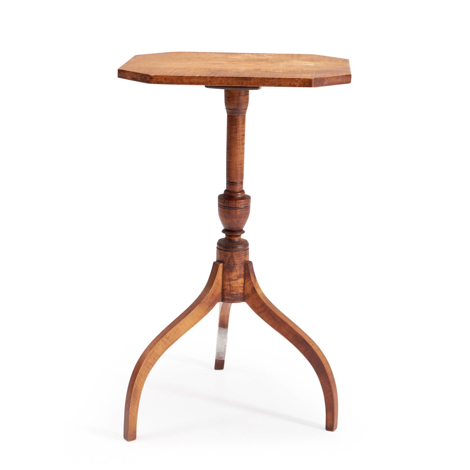 Federal Tiger Maple Candlestand, America, c. 1800. (1 of 1)