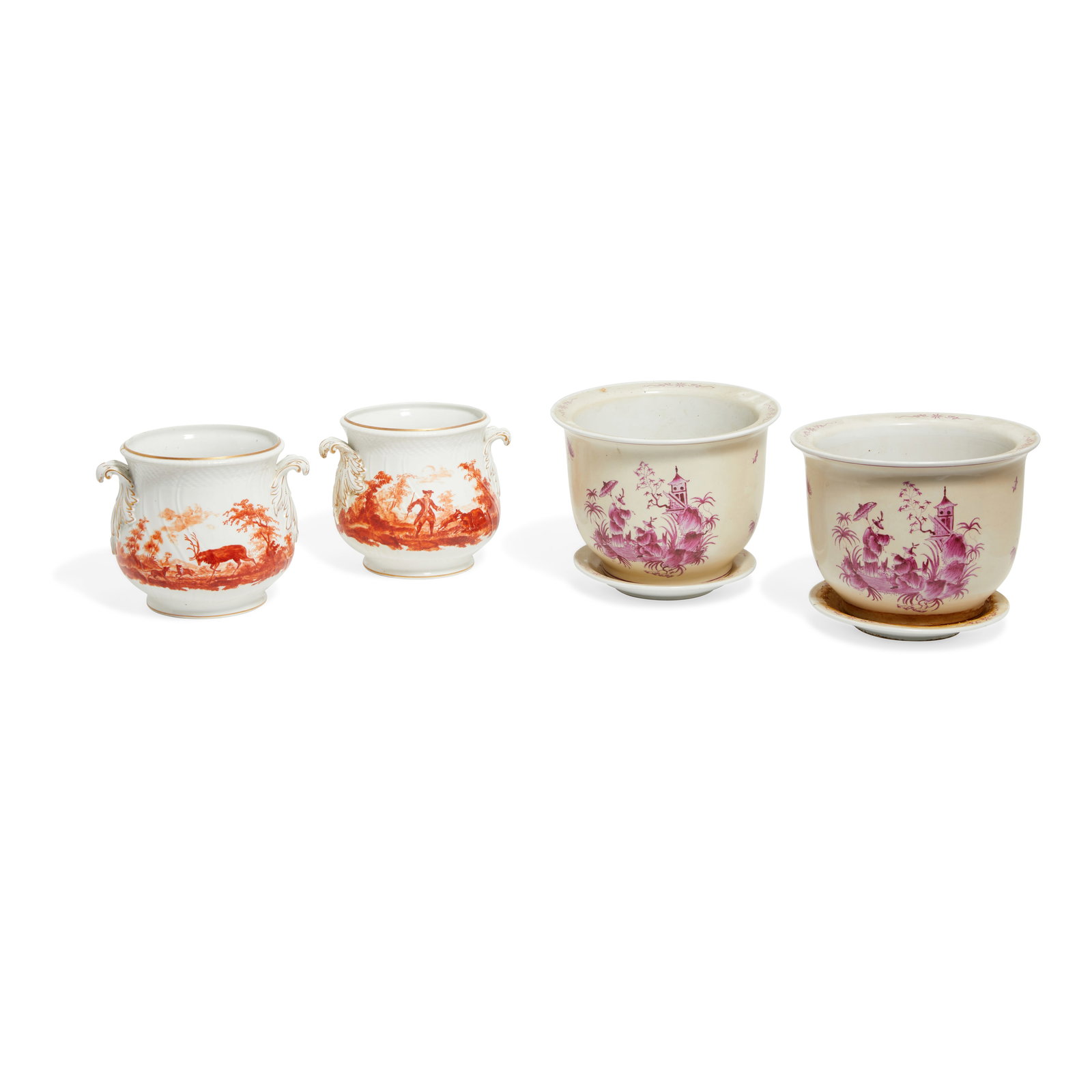 TWO PAIRS OF CONTINENTAL PORCELAIN JARDINIÈRES (1 of 1)