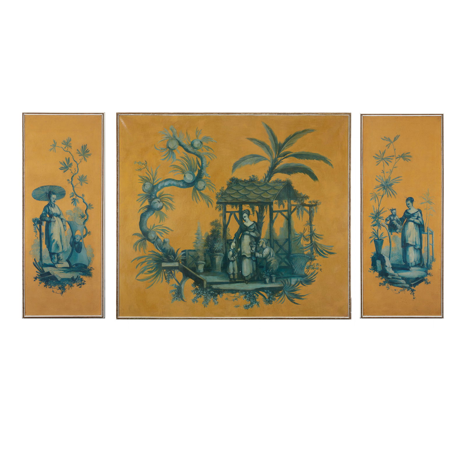 Continental School (18th century) A Chinoiserie scene in green tones (a group of three) the larg... (1 of 1)